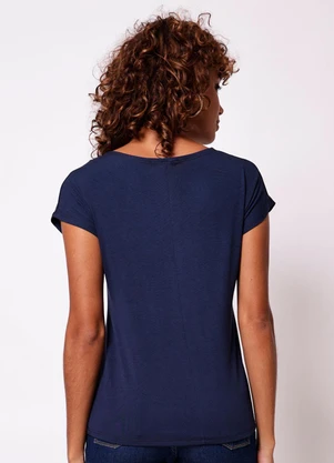 Torra - Blusa Feminina Manga Curta com Strass Marinho - TORRA
