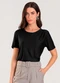 Dianna - Blusa Feminina Manga Curta Decote Redondo Preto - variação: Preto