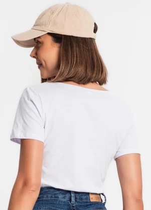 Rovitex - Blusa Feminina Manga Curta Decote V Branco - ROVITEX