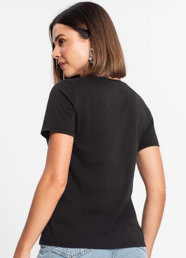 Rovitex - Blusa Feminina Manga Curta Decote V Preto 2