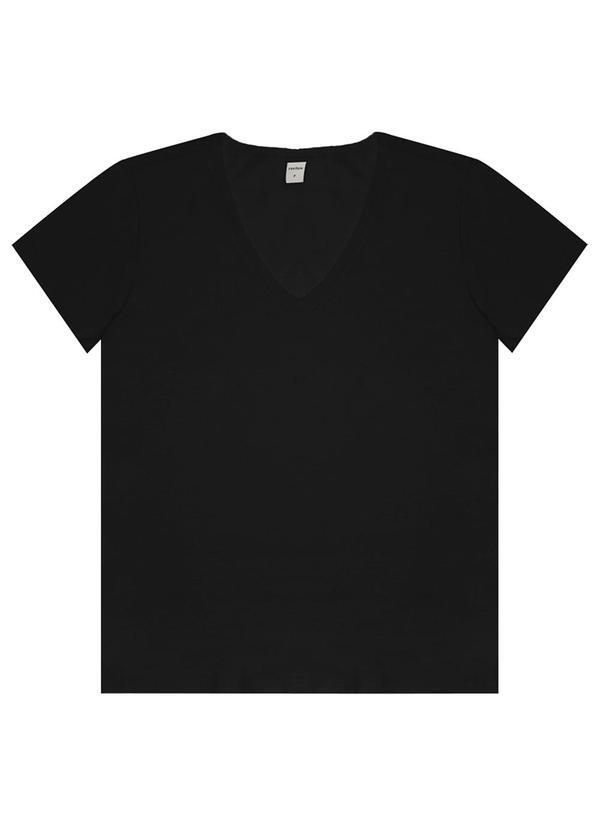 Rovitex - Blusa Feminina Manga Curta Decote V Preto 4
