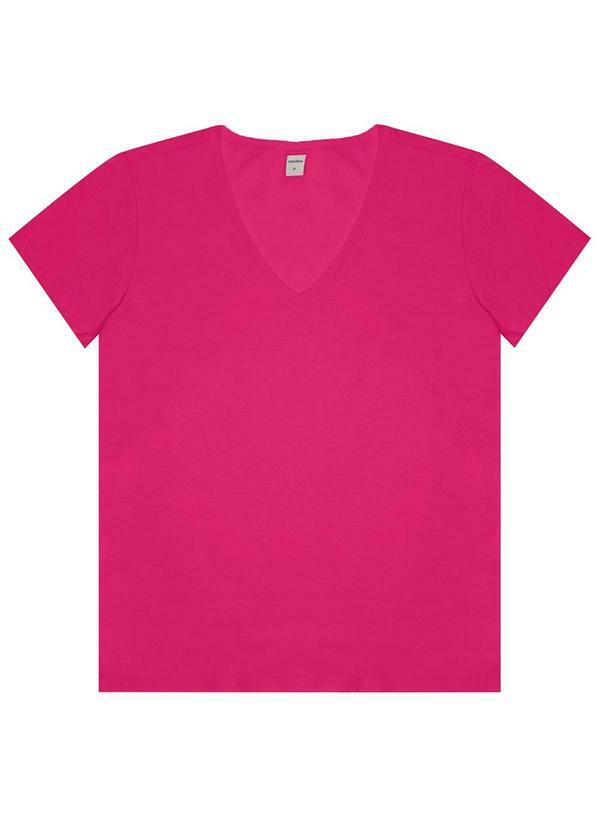 Rovitex - Blusa Feminina Manga Curta Decote V Rosa