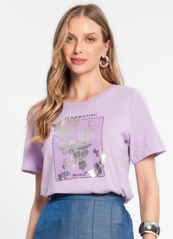 Rovitex - Blusa Feminina Manga Curta em Meia Malha Roxo
