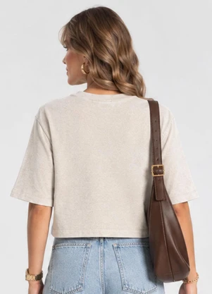 Endless - Blusa Feminina Manga Curta em Molecotton Bege - ENDLESS