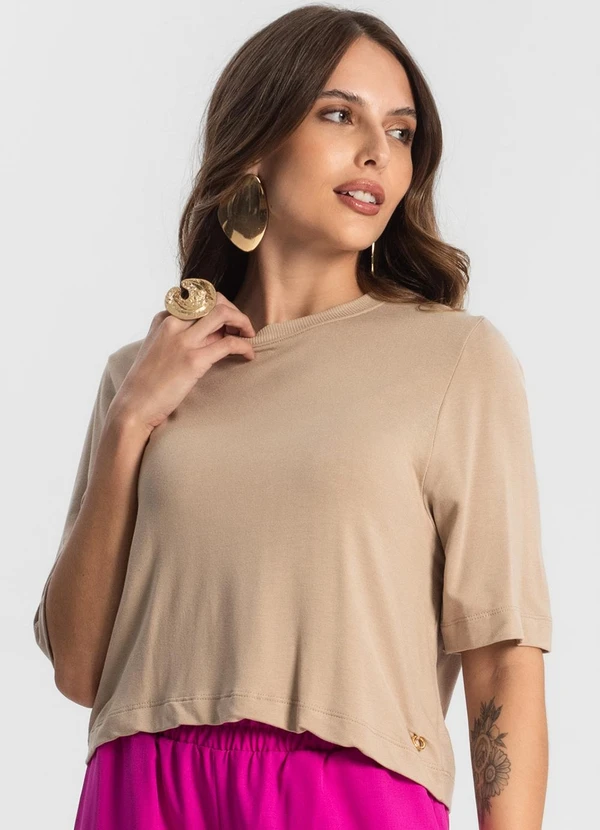 Endless - Blusa Feminina Manga Curta em Molecotton Marrom