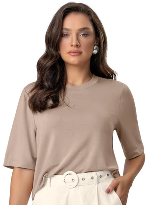 Endless - Blusa Feminina Manga Curta em Molecotton Marrom - ENDLESS