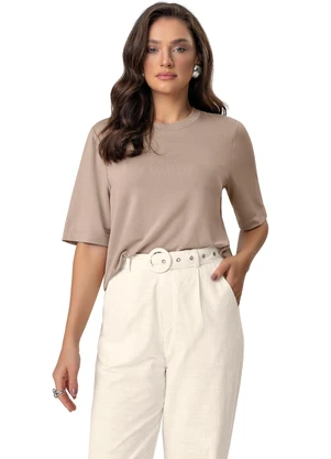 Endless - Blusa Feminina Manga Curta em Molecotton Marrom - ENDLESS