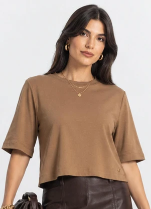 Endless - Blusa Feminina Manga Curta em Molecotton Marrom - ENDLESS