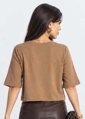 Endless - Blusa Feminina Manga Curta em Molecotton Marrom - ENDLESS