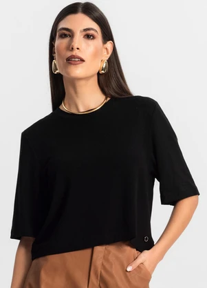 Endless - Blusa Feminina Manga Curta em Molecotton Preto - ENDLESS