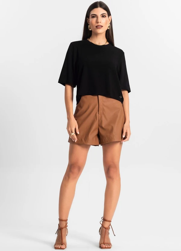 Endless - Blusa Feminina Manga Curta em Molecotton Preto 3