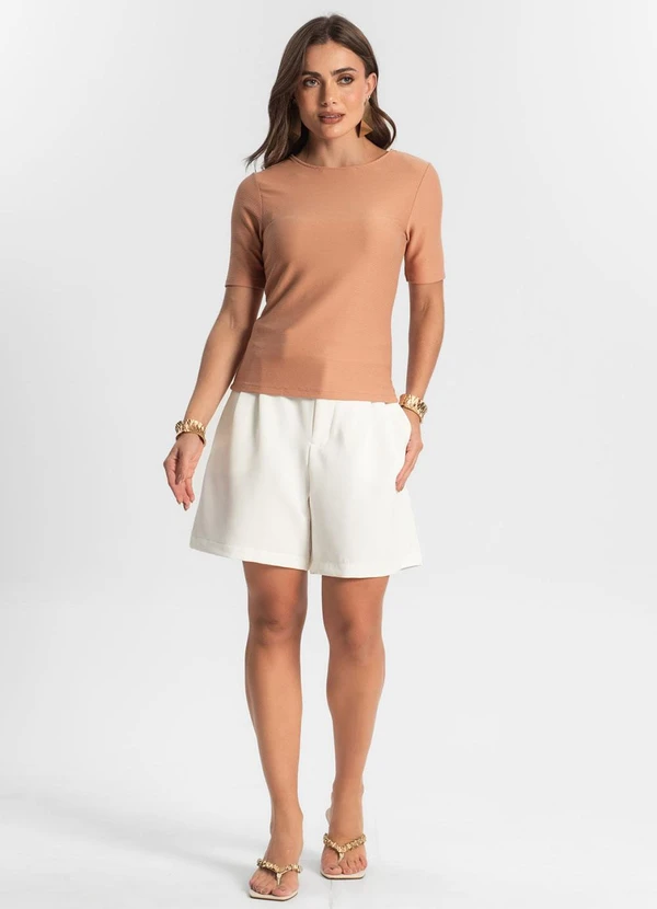 Endless - Blusa Feminina Manga Curta em Poly Marrom 3