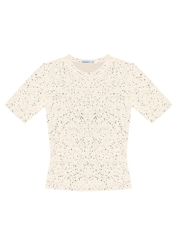 Endless - Blusa Feminina Manga Curta em Ribana Bege 1