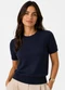 Infinita Cor - Blusa Feminina Manga Curta em Tricot Azul - variação: Azul