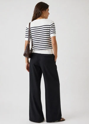 Infinita Cor - Blusa Feminina Manga Curta em Tricot Branco - INFINITA COR