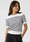 Infinita Cor - Blusa Feminina Manga Curta em Tricot Azul - variação: Branco