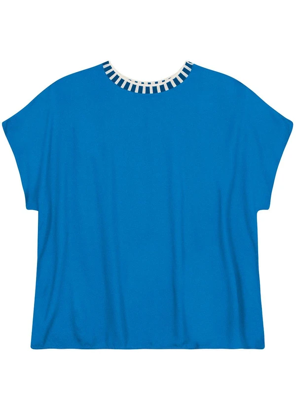 Secret Glam - Blusa Feminina Manga Curta em Viscose Azul 3