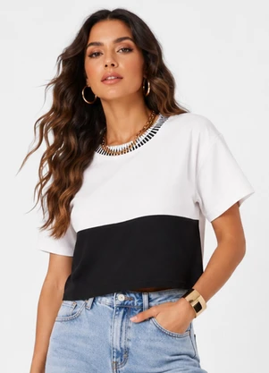 Endless - Blusa Feminina Manga Curta em Viscose Bege - ENDLESS