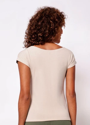 Torra - Blusa Feminina Manga Curta Estampa Frontal Bege - TORRA