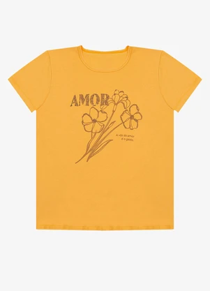 Select - Blusa Feminina Manga Curta Estampada Amarelo - SELECT
