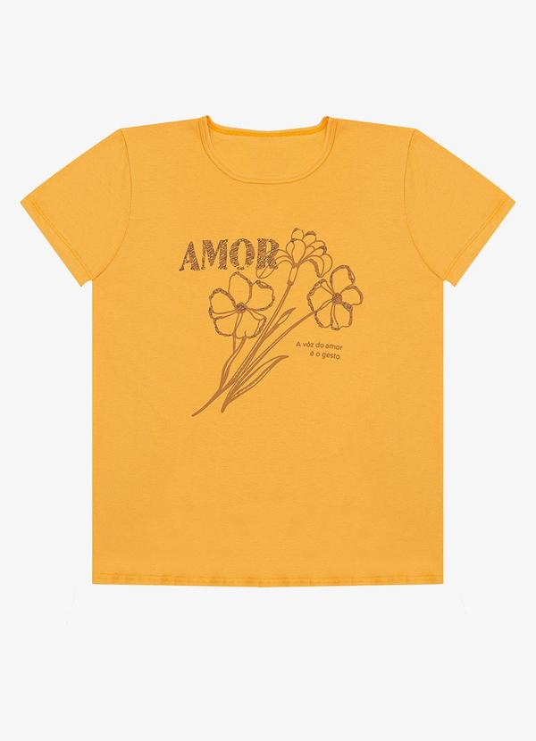 Select - Blusa Feminina Manga Curta Estampada Amarelo 1