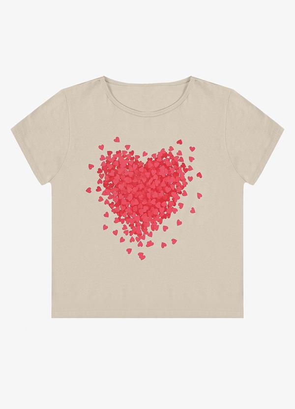 Select - Blusa Feminina Manga Curta Estampada Bege
