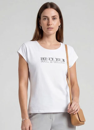 Infinita Cor - Blusa Feminina Manga Curta Estampada Branco - INFINITA COR