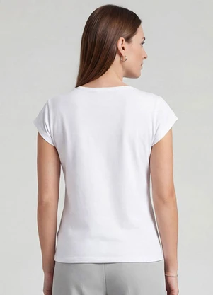 Infinita Cor - Blusa Feminina Manga Curta Estampada Branco - INFINITA COR
