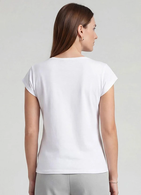 Infinita Cor - Blusa Feminina Manga Curta Estampada Branco 2