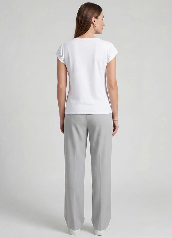 Infinita Cor - Blusa Feminina Manga Curta Estampada Branco 4