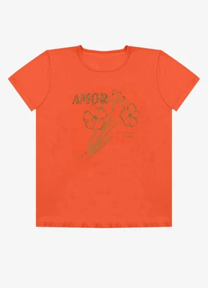 Select - Blusa Feminina Manga Curta Estampada Laranja - SELECT