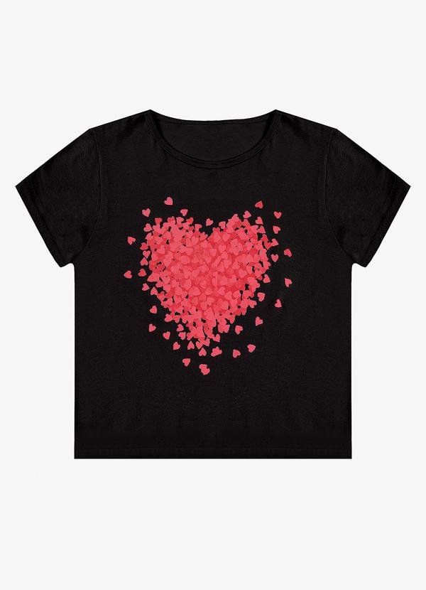 Select - Blusa Feminina Manga Curta Estampada Preto