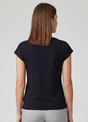 Infinita Cor - Blusa Feminina Manga Curta Estampada Preto - INFINITA COR