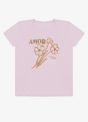 Select - Blusa Feminina Manga Curta Estampada Rosa - SELECT