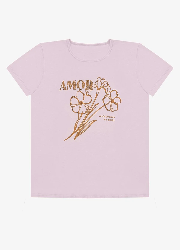 Select - Blusa Feminina Manga Curta Estampada Rosa