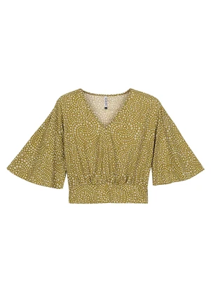 Marialícia - Blusa Feminina Manga Curta Flare Verde - MARIALÍCIA