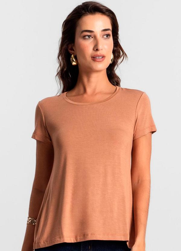 Rovitex - Blusa Feminina Manga Curta Ko Marrom