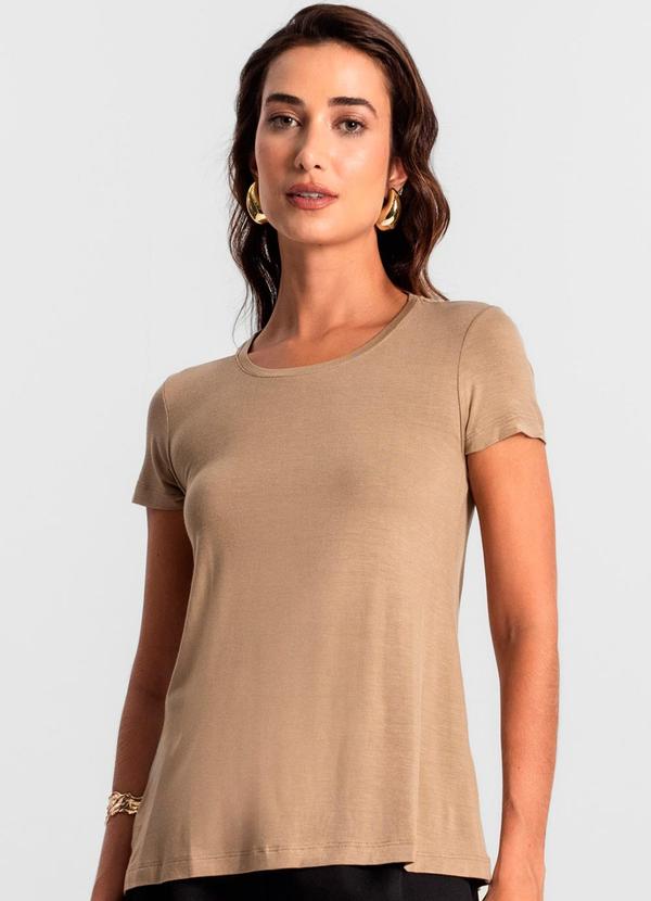 Rovitex - Blusa Feminina Manga Curta Ko Marrom