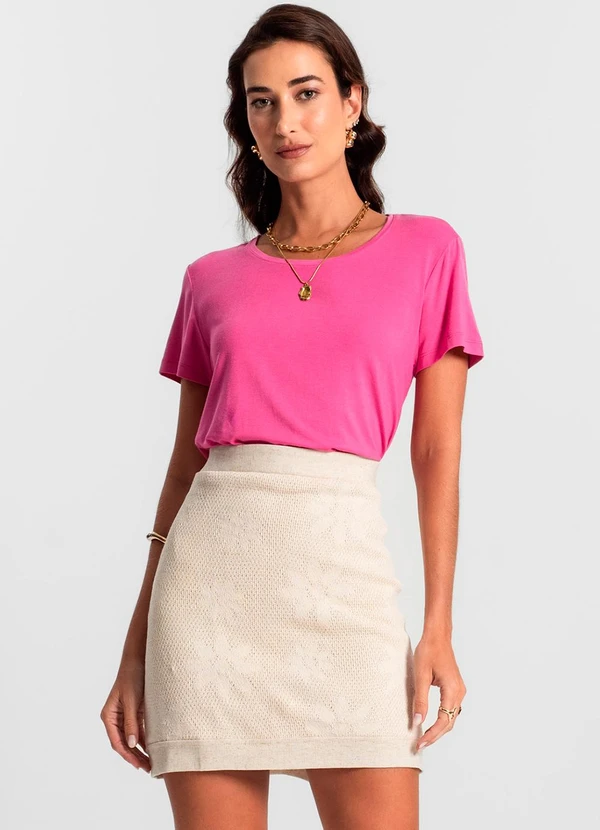 Rovitex - Blusa Feminina Manga Curta Rosa 3