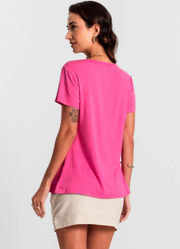 Rovitex - Blusa Feminina Manga Curta Rosa 4