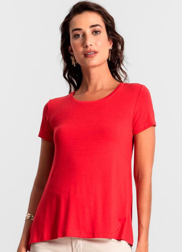 Rovitex - Blusa Feminina Manga Curta Vermelho