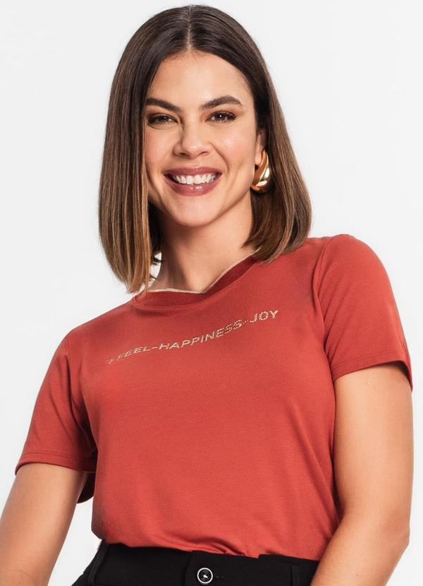 Rovitex - Blusa Feminina Manga Curta Laranja