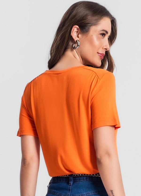 Rovitex - Blusa Feminina Manga Curta Laranja 2