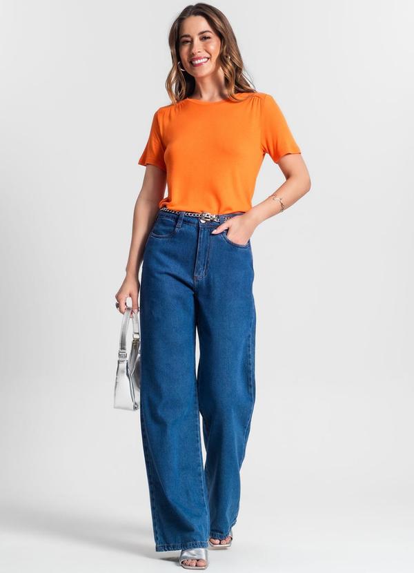 Rovitex - Blusa Feminina Manga Curta Laranja 3