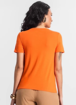Rovitex - Blusa Feminina Manga Curta Laranja - ROVITEX