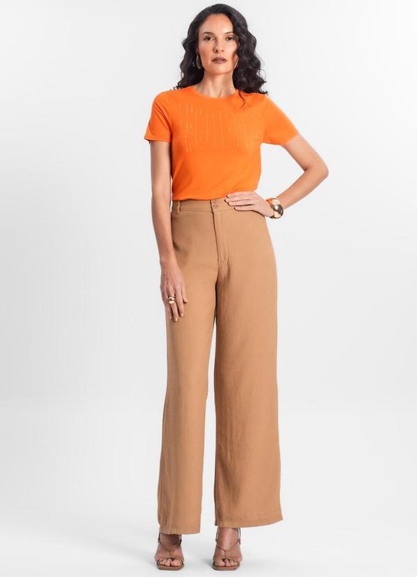 Rovitex - Blusa Feminina Manga Curta Laranja 3