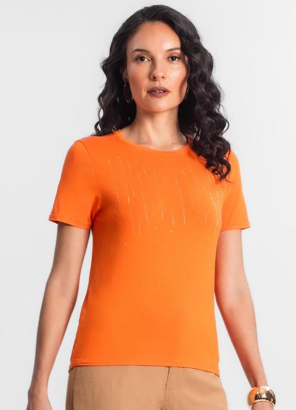 Rovitex - Blusa Feminina Manga Curta Laranja 4