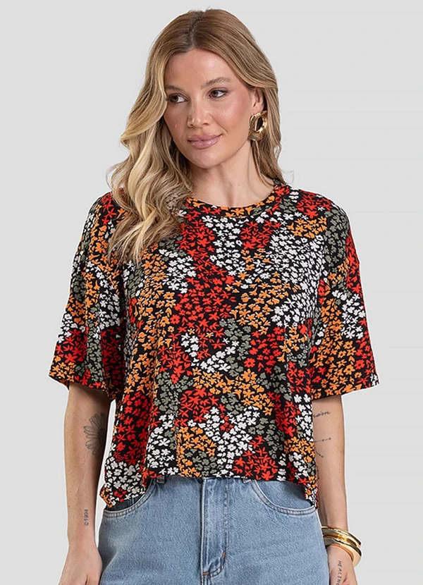 Select - Blusa Feminina Manga Curta Laranja