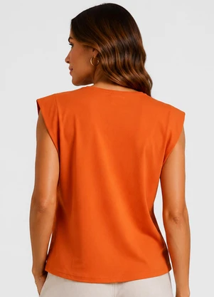 Infinita Cor - Blusa Feminina Manga Curta Laranja - INFINITA COR