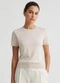 Dianna - Blusa Feminina Manga Curta Lisa em Tricot Marrom - variação: Bege